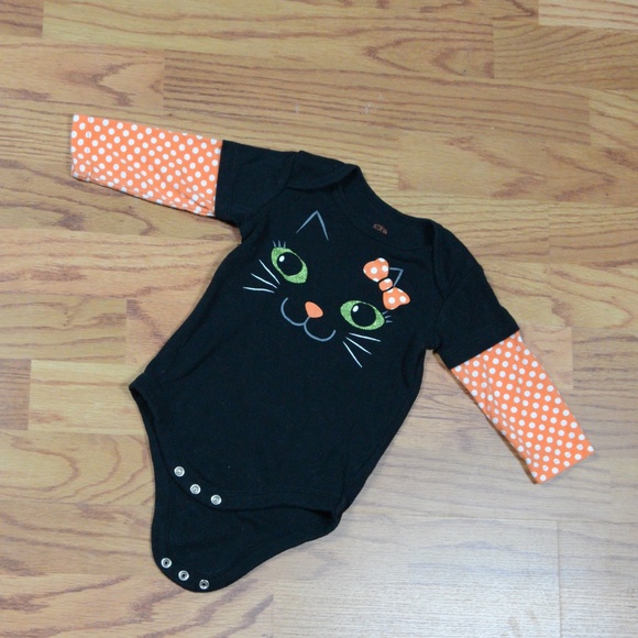 Black Cat One Piece Bodysuit for Baby Girl - Picture 3 of 8